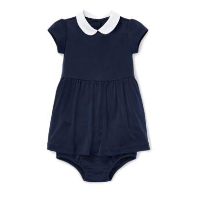 Ralph Lauren Stretch Cotton Dress & Bloomer Aviator Navy 12m