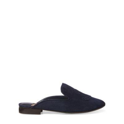 Ralph Lauren Suede Slipper Flat Dark Midnight