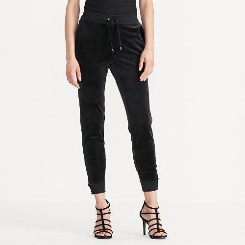 Ralph Lauren Lauren Velour Track Pant Black
