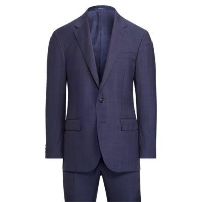 Ralph Lauren Polo Plaid Wool Twill Suit Bt Navy And Blk W/blue/lt