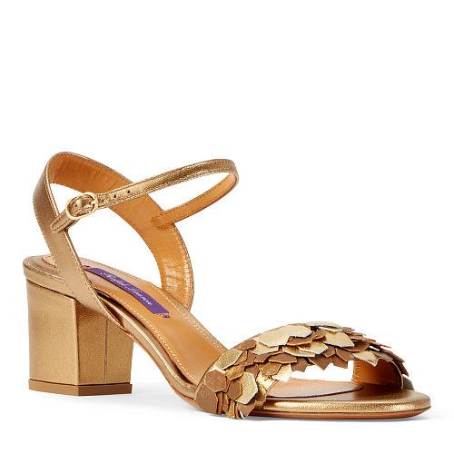 Ralph Lauren Polena Leather Sandal Antique Gold