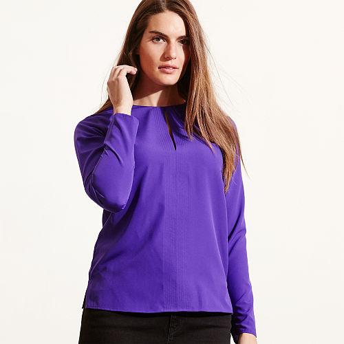 Ralph Lauren Lauren Woman Crepe Keyhole Blouse Purple