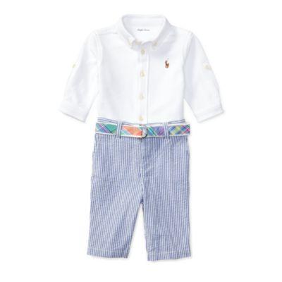 Ralph Lauren Shirt, Pant & Belt Set White 3m