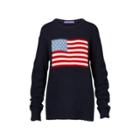 Ralph Lauren Flag Cashmere Crewneck Sweater Midnight W/ Flag