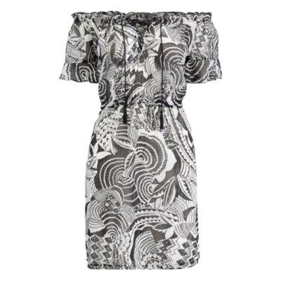 Ralph Lauren Mosaic-print Cotton Cover-up Black/white