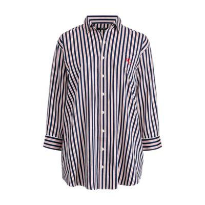 Ralph Lauren Striped Sateen Sleep Shirt Navy Stripe