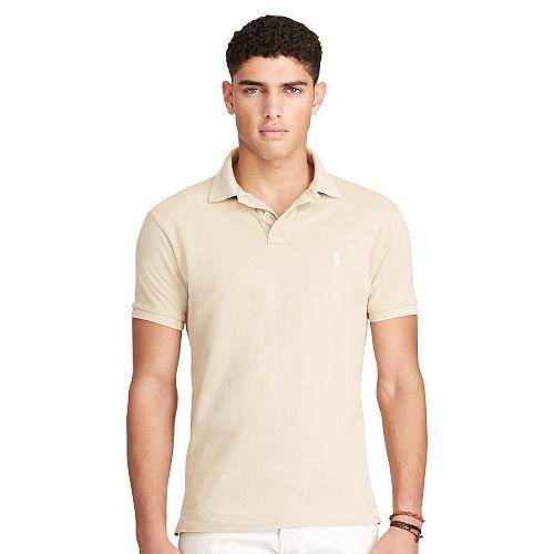Polo Ralph Lauren Slim Fit Weathered Mesh Polo Soft Almond
