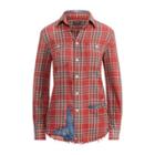 Ralph Lauren Patchwork Relaxed Fit Shirt 833 Barn Red/cream