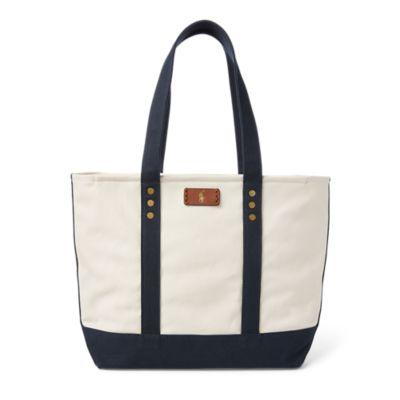 Ralph Lauren Canvas Tote Bag Ecru/navy