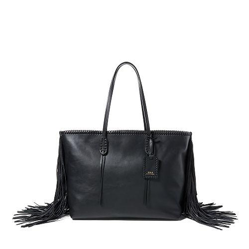 Polo Ralph Lauren Fringed Leather Tote Black