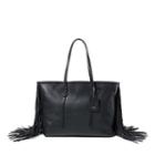 Polo Ralph Lauren Fringed Leather Tote Black