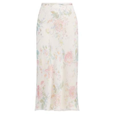 Ralph Lauren Alisha Floral Chiffon Skirt Vanilla Multi
