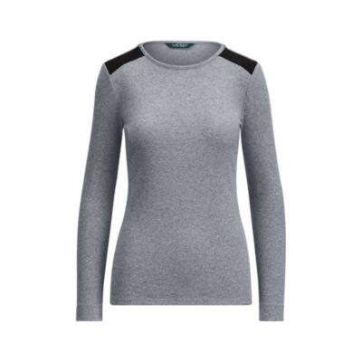 Ralph Lauren Zip-shoulder Crewneck Top Cityscape Grey Heather