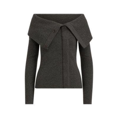 Ralph Lauren Cashmere-wool Fold-over Jacket Charcoal Melange