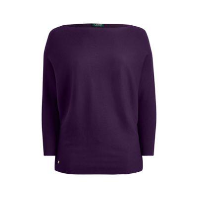 Ralph Lauren Stretch Cotton Dolman Sweater Dark Mulberry