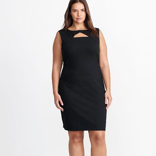 Ralph Lauren Lauren Woman Ponte Cutout Dress Black