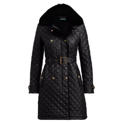 Ralph Lauren Faux Fur-trim Quilted Jacket Black