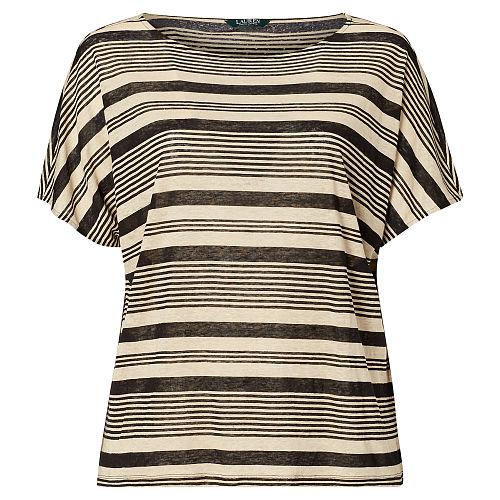 Ralph Lauren Lauren Woman Striped Linen Jersey Top Multi