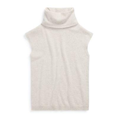 Ralph Lauren Cashmere Cap-sleeve Turtleneck Stone Grey Heather