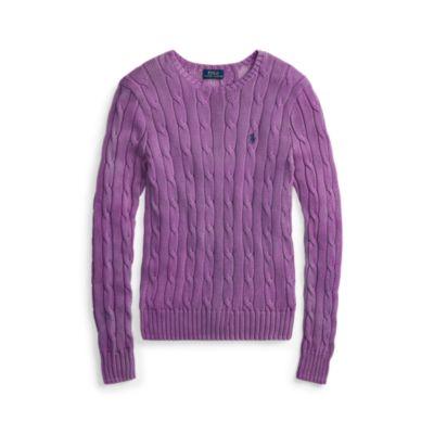 Ralph Lauren Cable-knit Cotton Sweater Purple
