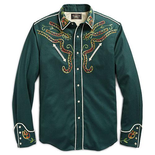 Ralph Lauren Rrl Stretch Wool Western Shirt