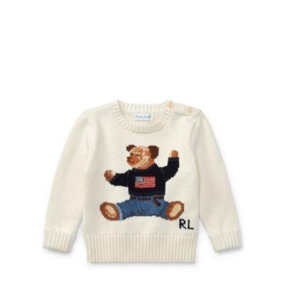 Ralph Lauren Polo Bear Cotton Sweater Warm White 6m