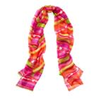 Ralph Lauren Lauren Nora Serape Striped Silk Scarf Fresh Tomato