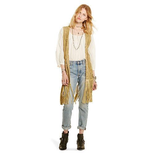 Ralph Lauren Denim & Supply Laser-cut Suede Vest Natural