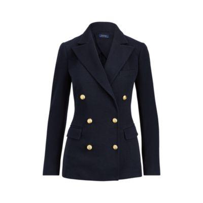 Ralph Lauren Knit Double-breasted Blazer Navy