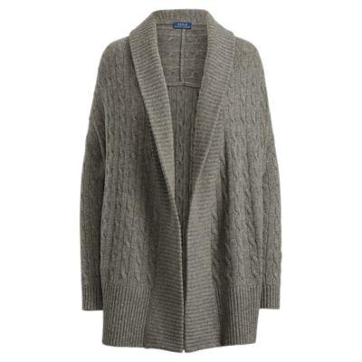 Ralph Lauren Cable Cashmere Shawl Cardigan Antique Heather