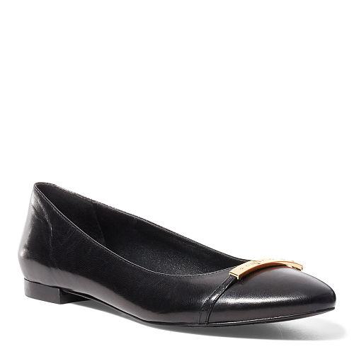 Ralph Lauren Lauren Farrel Leather Flat Black