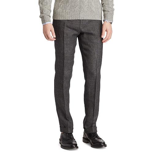 Polo Ralph Lauren Polo Houndstooth Linen Trouser Grey And Black W Blue