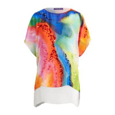 Ralph Lauren Sequined Silk Georgette Top Multi