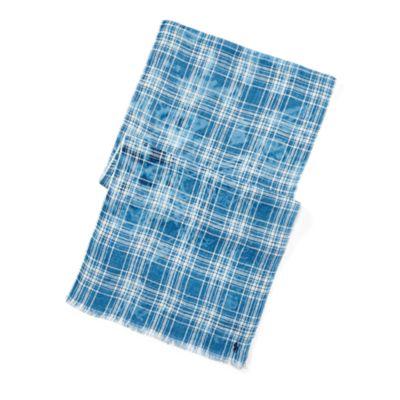 Ralph Lauren Plaid Linen Scarf Indigo
