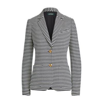 Ralph Lauren Striped Piqu Blazer Polo Black/cream