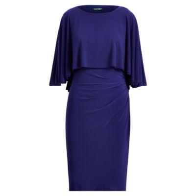 Ralph Lauren Stretch Jersey Cape Dress Rich Spphr