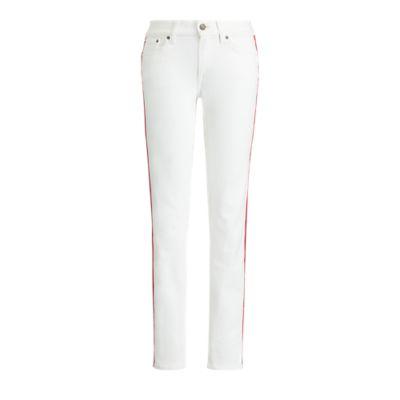 Ralph Lauren 400 Striped Skinny Jean Rinsed White