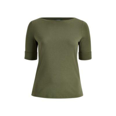 Ralph Lauren Cotton Boatneck Top Admiral Green