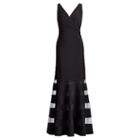 Ralph Lauren Lauren Tulle-panel Jersey Gown Black