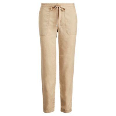 Ralph Lauren Straight Linen Pant Birch Tan