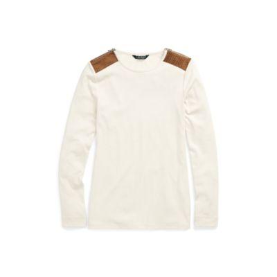 Ralph Lauren Stretch Cotton Long-sleeve Top Natural