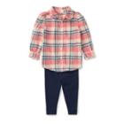 Ralph Lauren Plaid Shirt & Legging Set Pink/blue Multi 3m