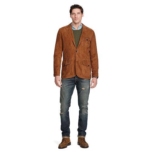 Polo Ralph Lauren Suede Three-button Jacket Hunter Brown