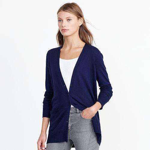 Ralph Lauren Lauren Stretch Cotton V-neck Cardigan Navy