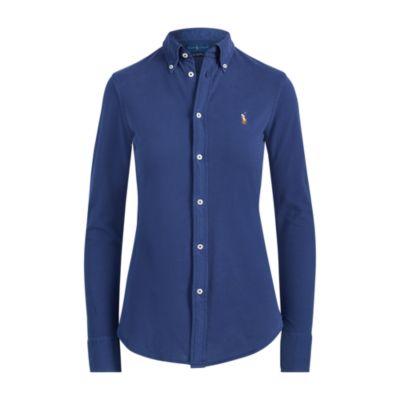 Ralph Lauren Knit Cotton Oxford Shirt Eastside Royal