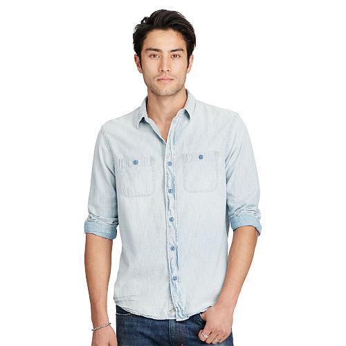 Ralph Lauren Denim & Supply Indigo Cotton Workshirt Faded Indigo Wash