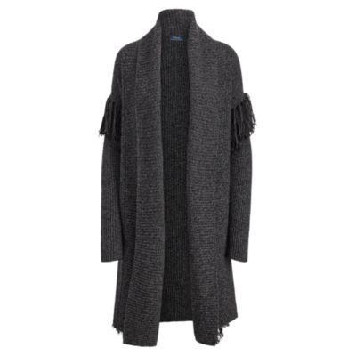 Ralph Lauren Fringe Open-front Cardigan Black/grey Marl