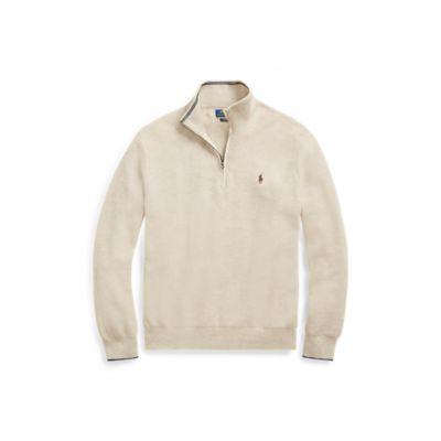 Ralph Lauren Cotton Half-zip Sweater Oatmeal Heather