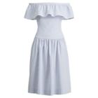 Ralph Lauren Striped Off-the-shoulder Dress White/blu