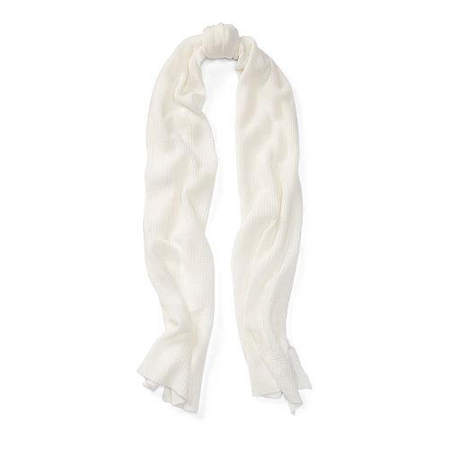 Polo Ralph Lauren Rib-knit Cashmere Scarf Cream